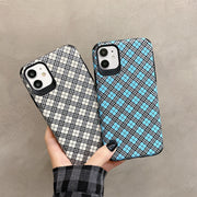 Checked lamb skin mobile phone case