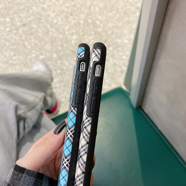 Checked lamb skin mobile phone case