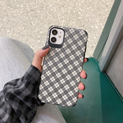 Checked lamb skin mobile phone case