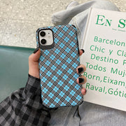 Checked lamb skin mobile phone case