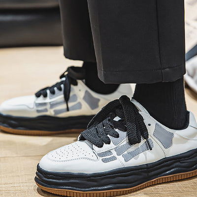 Reflective Bone Retro Platform Sneakers Men